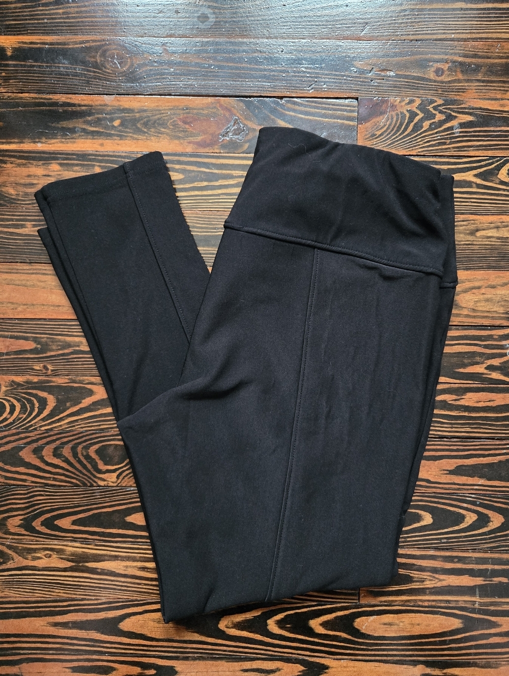 Maze Collection Black Pintuck Seam Versatile Leggings High Waisted Plus Size 1X